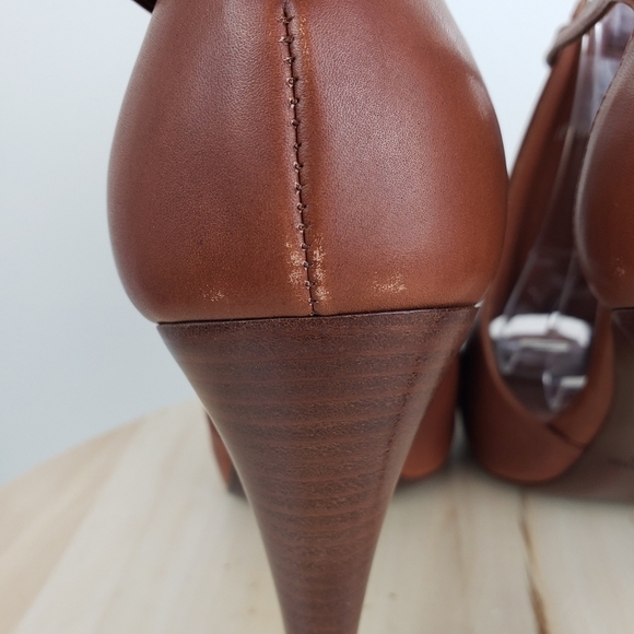 Ralph Lauren High Heel Peep Toe Bootie Size 9.5 Purple Label Brown Leather - Picture 16 of 16